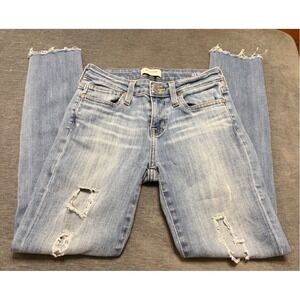 Big Star Alex Skinny‎ Jeans Nova XVI Distressed Raw Hem Light Wash Denim Size 25